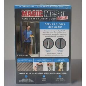 Magic Mesh Deluxe Hands Free Magnetic Screen Door 83" x 39" Black NEW